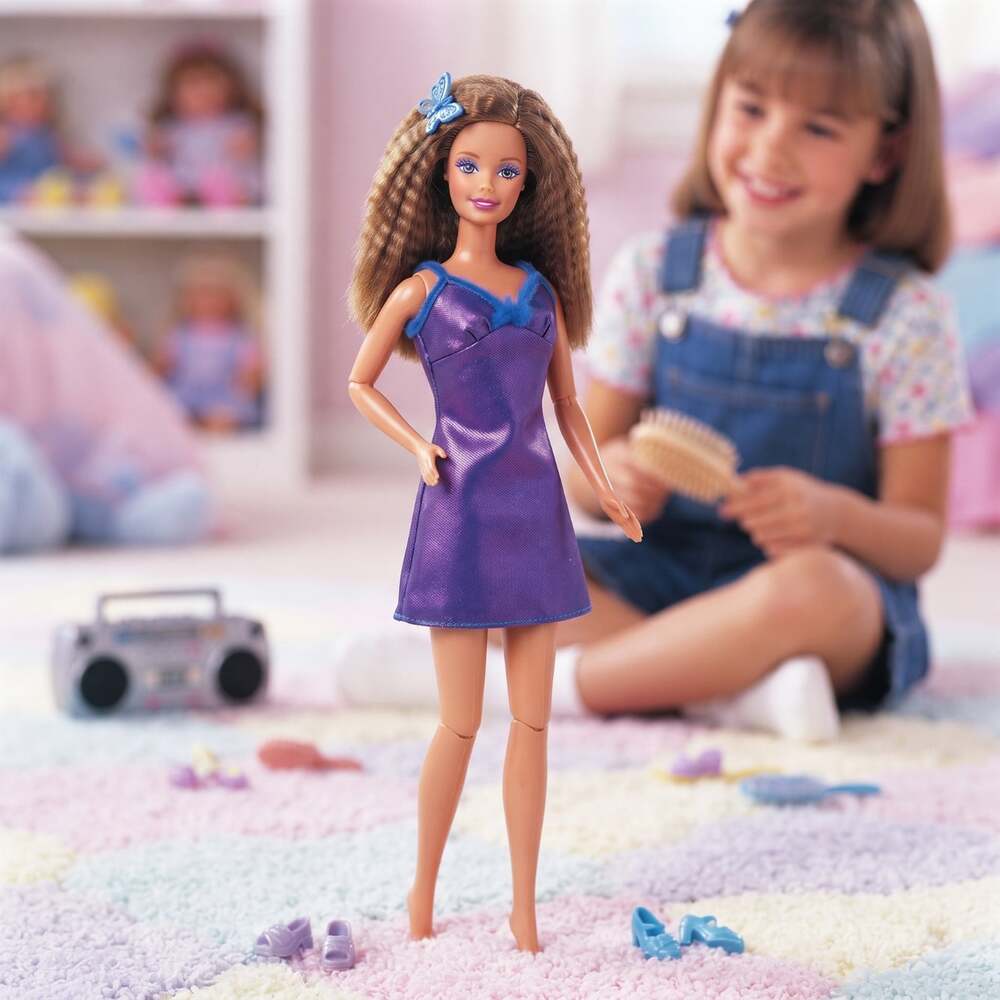 2006 Barbie Fashion Fever Purple Iridescent Dress Doll Wardrobe Outfit Mattel